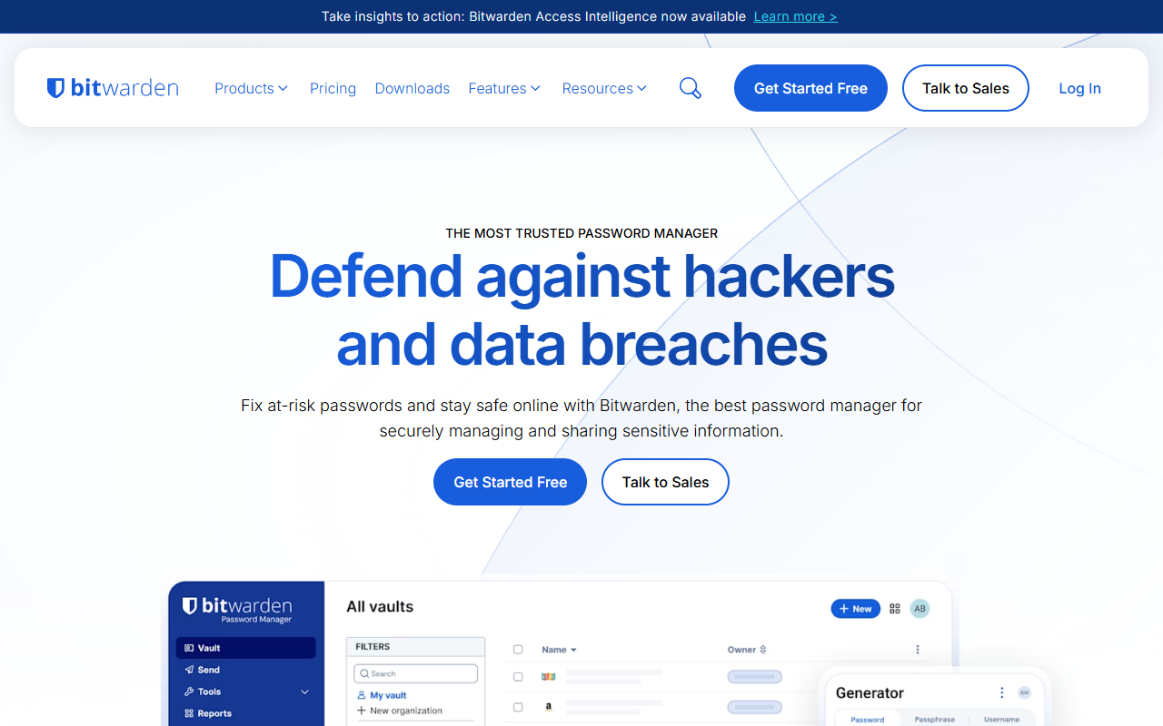 Bitwarden 官網截圖